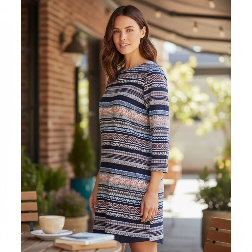 J.Crew Multicolor Striped Long Sleeve Dress‎ Size 2
